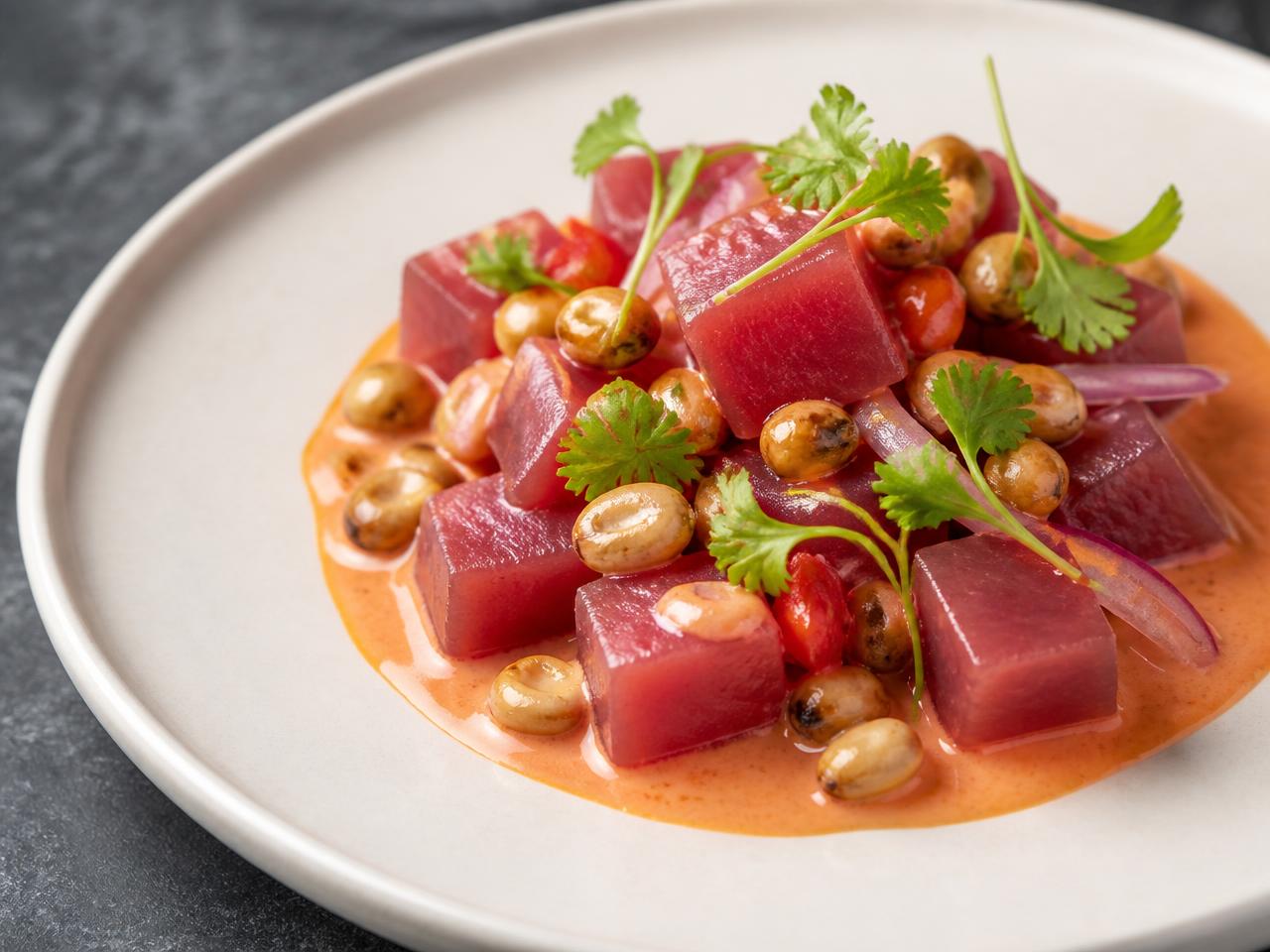 Ceviche de thon rouge au crémeux de rocoto