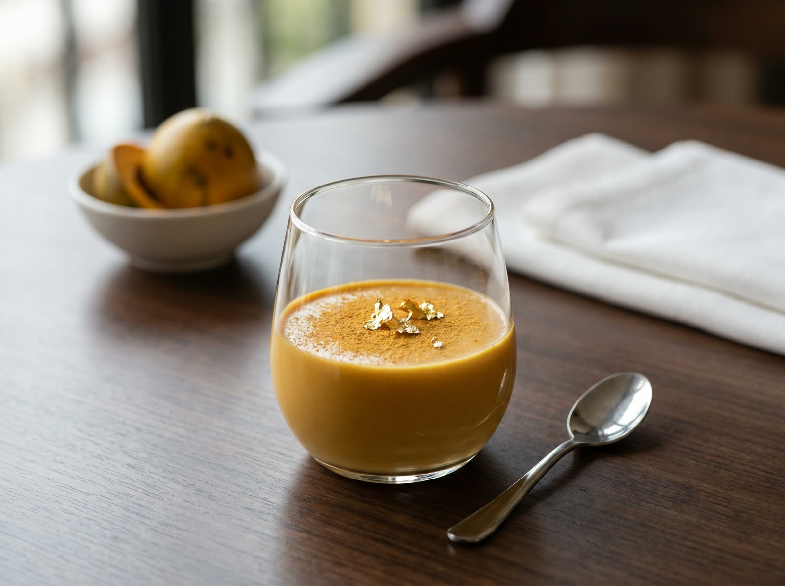 Crémeux de lúcuma servi en verre